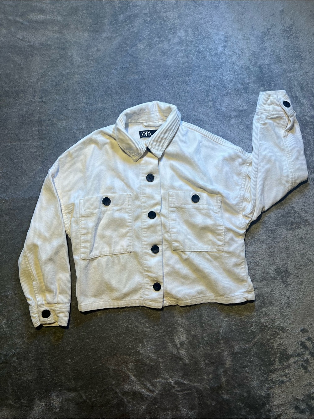 Zara Off-White Corduroy Button-Front Jacket